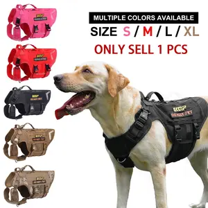 1000D Nylon Durable Material Tactical Dog Vest | Adjustable 4 Sizes, Universal Size, Easy Wearability, Molle & Zipper Packs, Hook & Loop Patch Area – Service Dog Work Gear