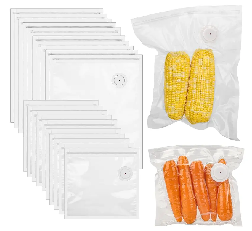 40PCS Reusable Vacuum Sealer Bags, Food Storage Organiser Bags with Air Valve, BPA-Free Sous Vide Bags for Meal Prep, 4 Sizes (8x8/10x11/12x13/12x19 inch) for Handheld Vacuum Sealers