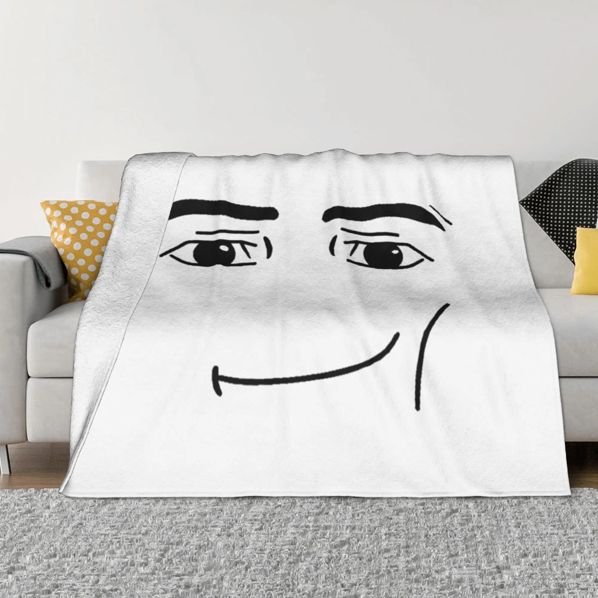 Viral Man Face Gaming Meme Blanket Funny Gen Z Flannel Throw Gamer Room Decor Soft Cozy Couch Bedding Teen Accessory