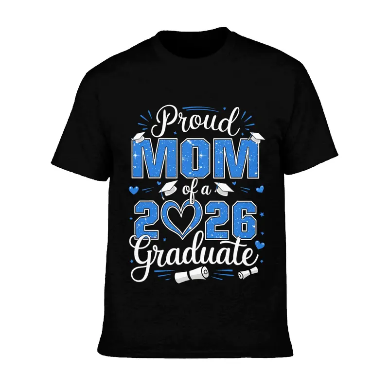 Pure cotton gift T-shirt for mothers of 2026 graduates and mothers of 2026 senior students. Crew neck breathable top.