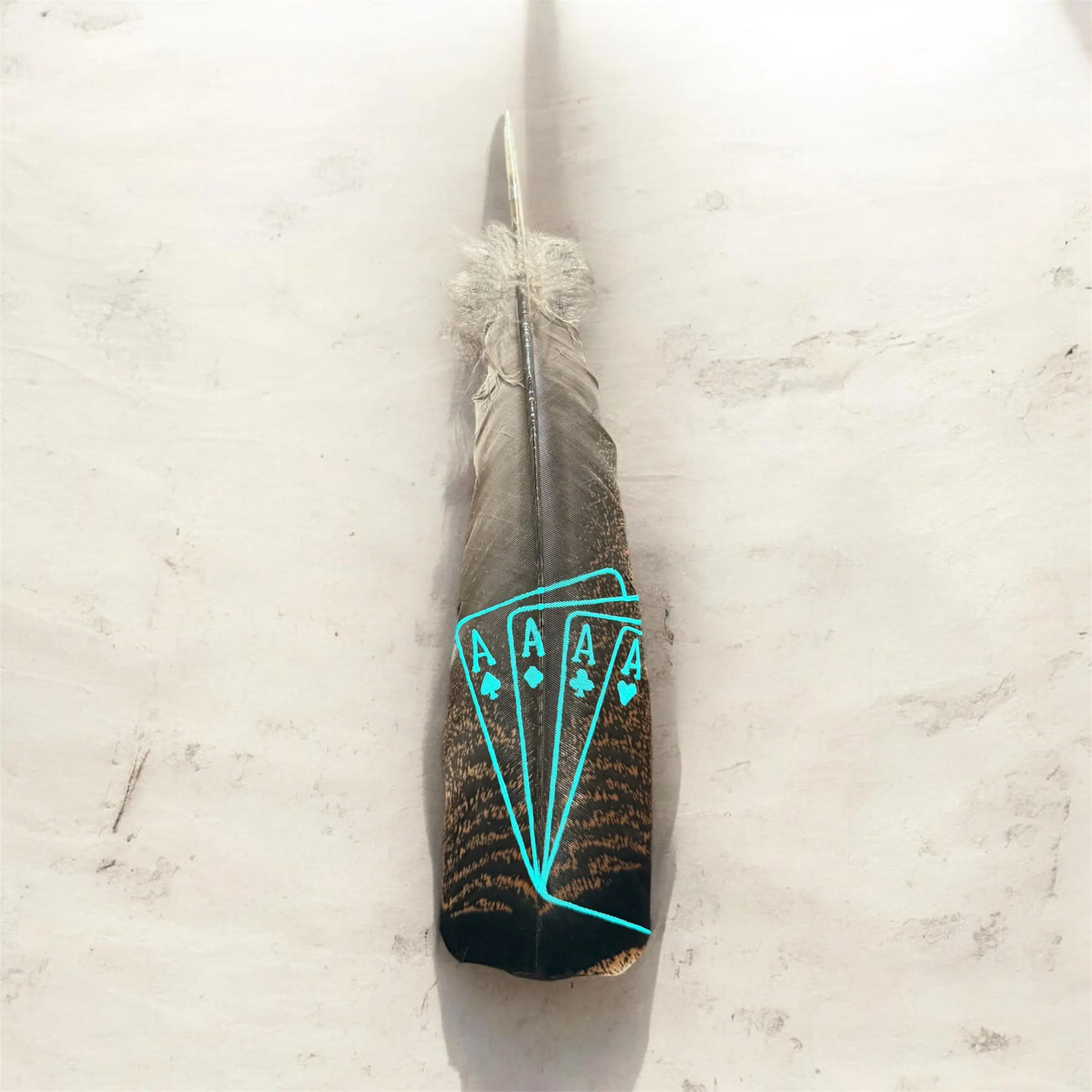 Turquoise Aces Custom Hat Feather