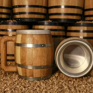 24oz Barrel Mugs Stein Cup Personalized Gifts Coffee Giftshop Barrel Western Best Unique Sports Engraved Washable Wood