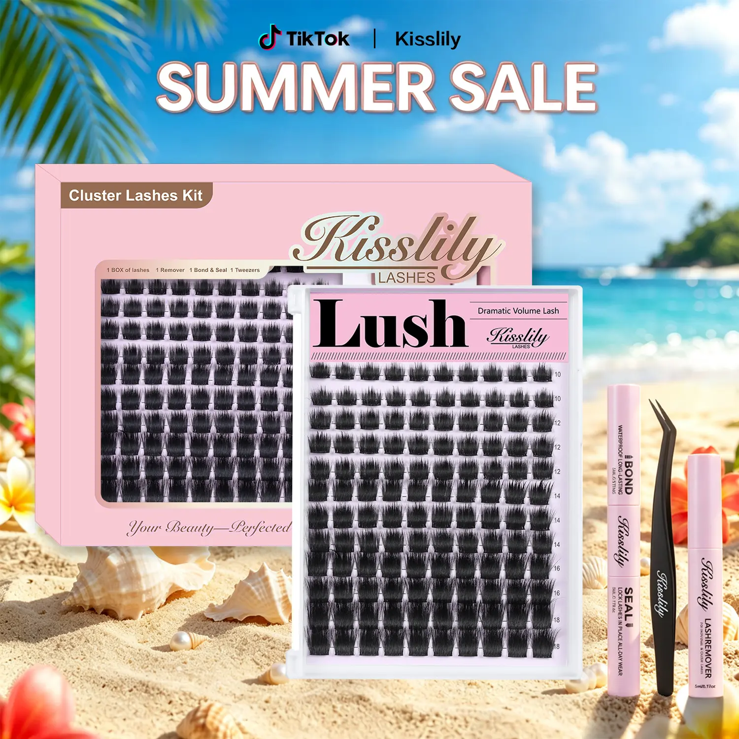 Lush | Kisslily Voluminous Manga Spike Lashes, Waterproof & Super Soft & Thin Band Too | Waterproof Long-Lasting  Daily Volume Style Beginner-Friendly DIY Lashes for Flawless Voluminous Look Trendy Must-Have Clusters #DealsforYouDays #SummerWins summerwin