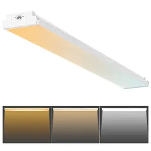 【Summervibes】VEVOR 4FT LED Wraparound Light, 50W, 5500LM Flush Mount LED Shop Light, 3000K/4000K/5000K Adjustable LED Kitchen Ceiling Lighting Fixtures for Garage Office Laundry Fluorescent Tube Replacement, FCC