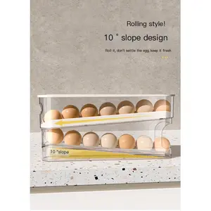 Clear Slide Egg Holder – 2-Tier Refrigerator Egg Organizer, Side Door Large Capacity Storage Box