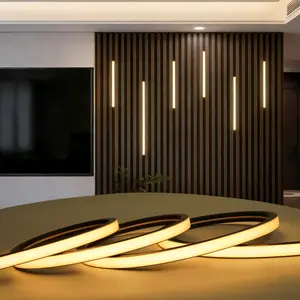 Acoustic Slat Wall LED Lighting Kit 6PCS, Black Silicone 3000K Warm White, 24V Recessed Light Bars with Touch Sensor for Wood Panel Accent Wall