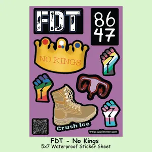 FDT - No Kings Waterproof Anti Fascist Sticker Sheet