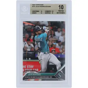 Julio Rodriguez Seattle Mariners 2023 Topps Now 17 Hits is The Most in a 4 Game Span Since 1900 #731 BGS Authenticated 10 Card - 10,9.5,10,10 Subgrades