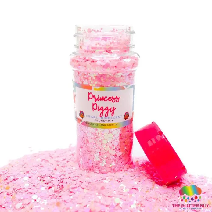 The Glitter Guy Princess Piggy Color-Shifting Glitter, Chunky Hexagonal Mix in Gold & Purple, Non-Toxic & UV-Resistant for Decorative Nails & Crafts, 100mL Shaker, Glitter Decorative Nails, Easy To Clean Up