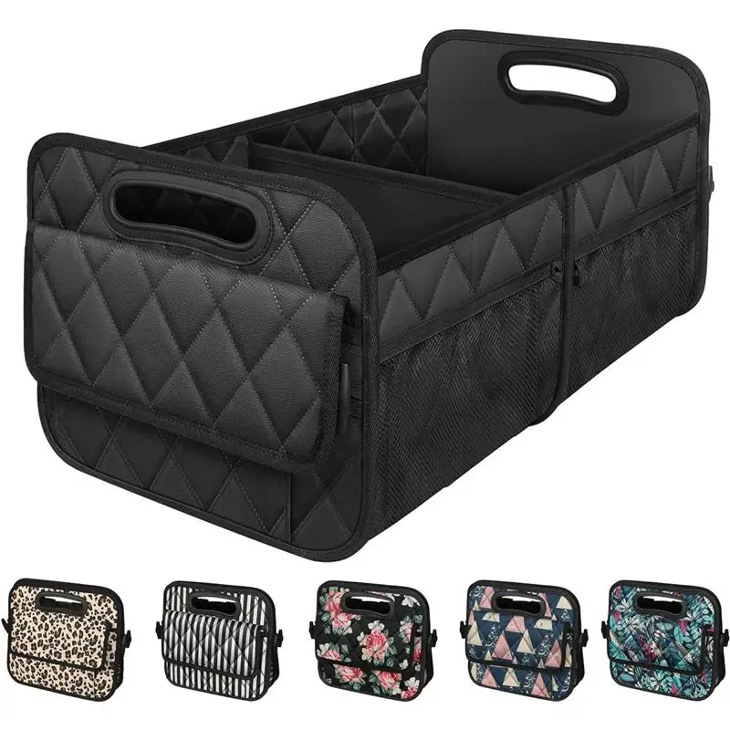 Car Trunk Organizer with 6 Big Pocket,Car Accessories for Women/Men 50L Waterproof Polyester Trunk Organizer for Car/SUV/Minivan/Truck(Medium, Black)