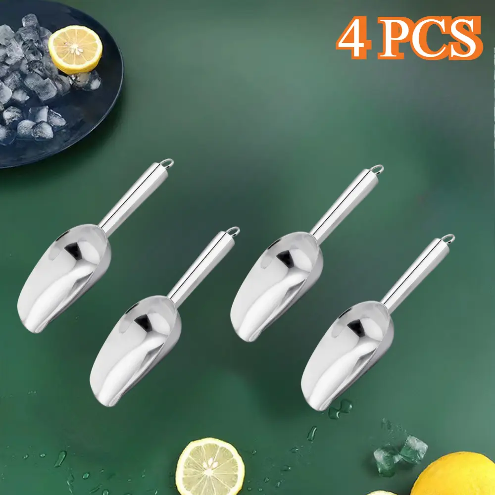 4pcs Mini Scoop, 3 Ounce Stainless Steel Kitchen Utility Scoops, Ideal for Candy, Ice Cube, Flour, Sugar, Coffee Bean, Protein Powder, Food Grade, Anti Rust, Easy Clean, Dishwasher Safe