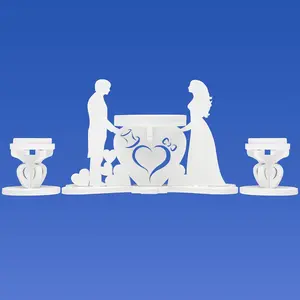 Unity Candle Table Holder for Bride and Groom - Candles for Wedding Ceremony Set of 3pcs