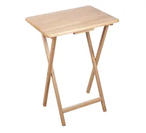 Natural L19 x W15 x H26 Inch Folding TV Tray Table Set of 2 for Indoor Use