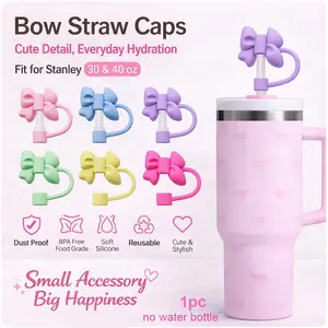 Cute Bowknot Straw Cap for Stanley Cup 30 & 40 oz Cute Straw Toppers for 9-10 mm Straws Dust-Proof Reusable Straw Cover Cap Accessories for Stanley Tumbler Gift For Women Girls 1 pc