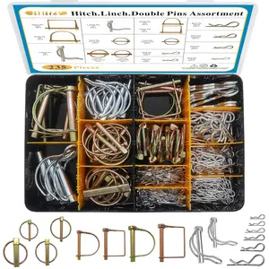 235 count Hitch Pins Clip Pins, Linch and PTO Pins for    Towing Mowing, Farm Equipment, Snow Plows, Lawnmowers Garage, Heavy Duty  Accessories Tractor Attachments
