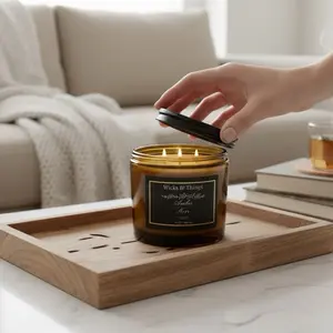 Wicks & Things Amber Noir Luxury Candle & Diffuser Set - All Natural Soy Wax - 16 oz Candle & 8 oz Diffuser