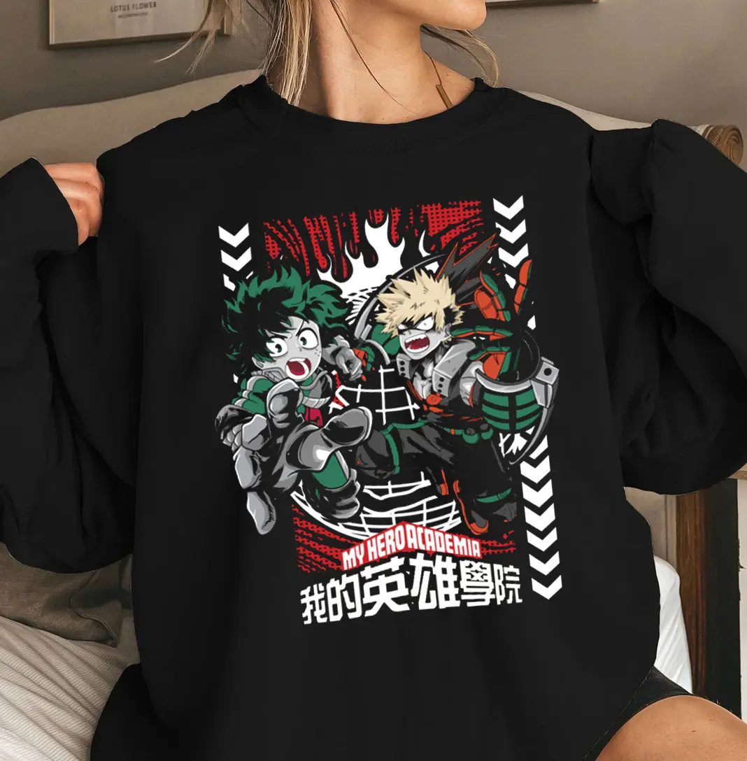 My Hero Academia Hero Friends Deku Kacchan Sweatshirt, Anime Streetwear, BNHA Cosplay Outfit