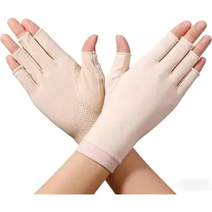 Women Driving Gloves Sun UV Protection Summer Outdoor Hiking UPF 50+ Touchscreen Half-finger Glove