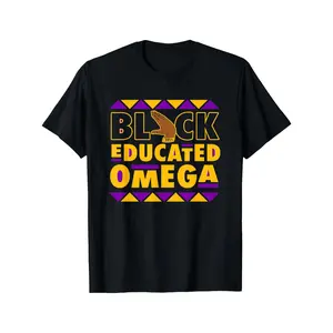 [100% Cotton] 100% Cotton Men's Omega Psi Phi Fraternity T-Shirt - Greek Letters OMEGA & Fraternity Colors (Yellow/Purple), 100% Soft Breathable 180gsm Retro Round Neck Short Sleeve Tee, Regular Fit Casual Wear Suitable for Events, Everyday Use & Fraterni