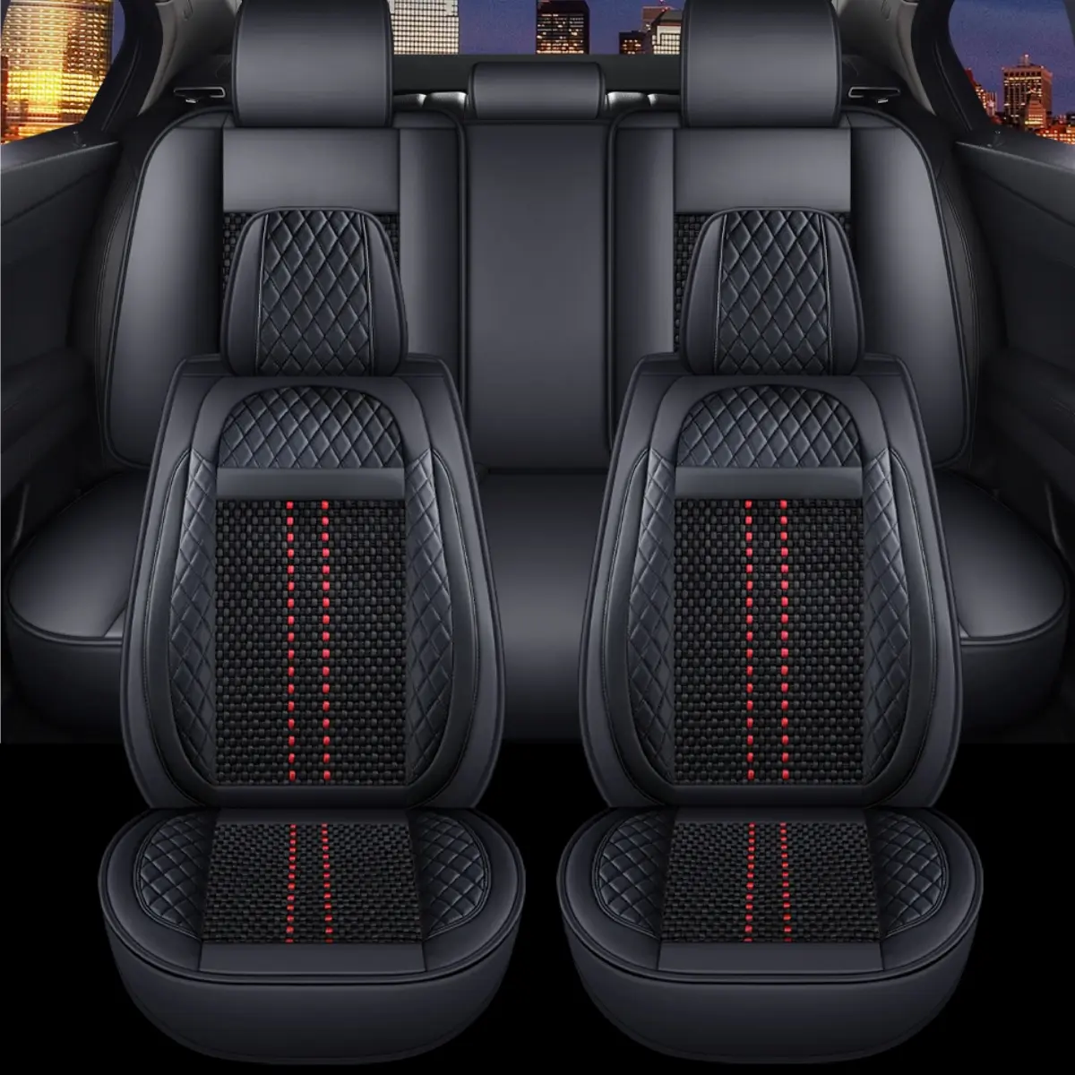 For Toyota Tundra 2008-2024 Ice Silk & Napa Leather Truck Car 5 Seat Covers Front Rear Cushion Pad Protector Mat Waterproof, Anti Slip Cars Interior Covers Full Set Interior Accessories - For Mother Father Lover Friend Christmas Valentine Gift, Auto Acces