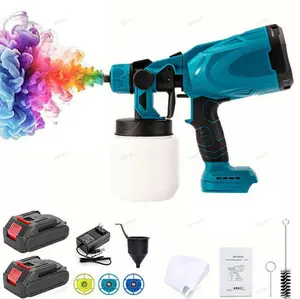 Cordless spray gun, rechargeable electric spray gun, long-distance spraying, 3 spraying modes, spray gun kit, suitable for furniture, walls, ceilings, doors, home DIY painting, etc.