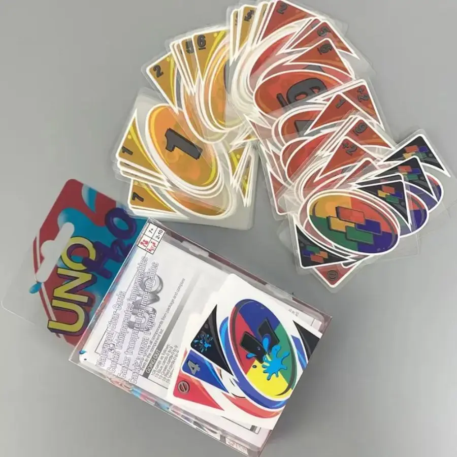 UNO H2O Waterproof Clear Card Game, Durable Plastic Playing Cards, Tear Resistant Family Game for Pool, Beach, Hot Tub & Travel, 2-10 Players