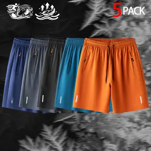 Men’s ice silk shorts set—breathable, quick-dry athletic training shorts suitable for gym workouts; high-stretch shorts with zippered pockets; running shorts; high-performance sportswear; ideal for soccer, basketball, yoga, travel, and casual wear; loose