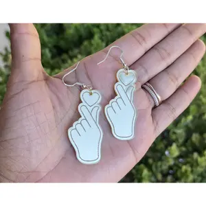 K-Pop Hand Heart Korean language Cute Love Sign Korea Dangle Earrings KPOP