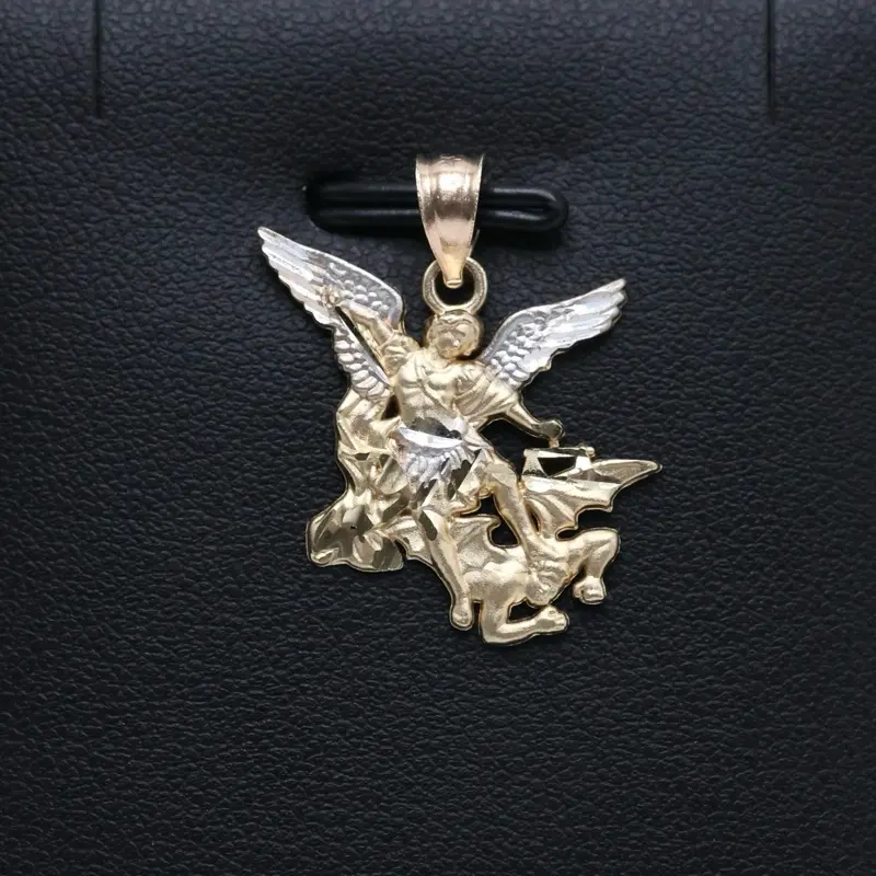 14KT Gold Small San Miguel Arcangel Pendant Solid - Unisex Wear for Everyday Wear