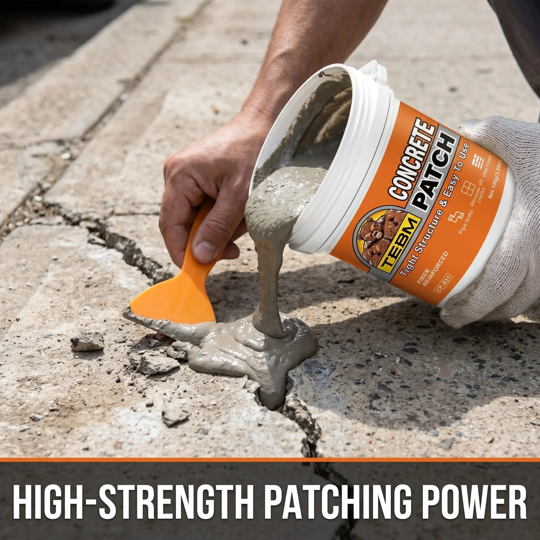Concrete repair filler, UV resistant, temperature resistant, strong adhesion, suitable for indoor wall and floor repair, swimming pool deck sealing