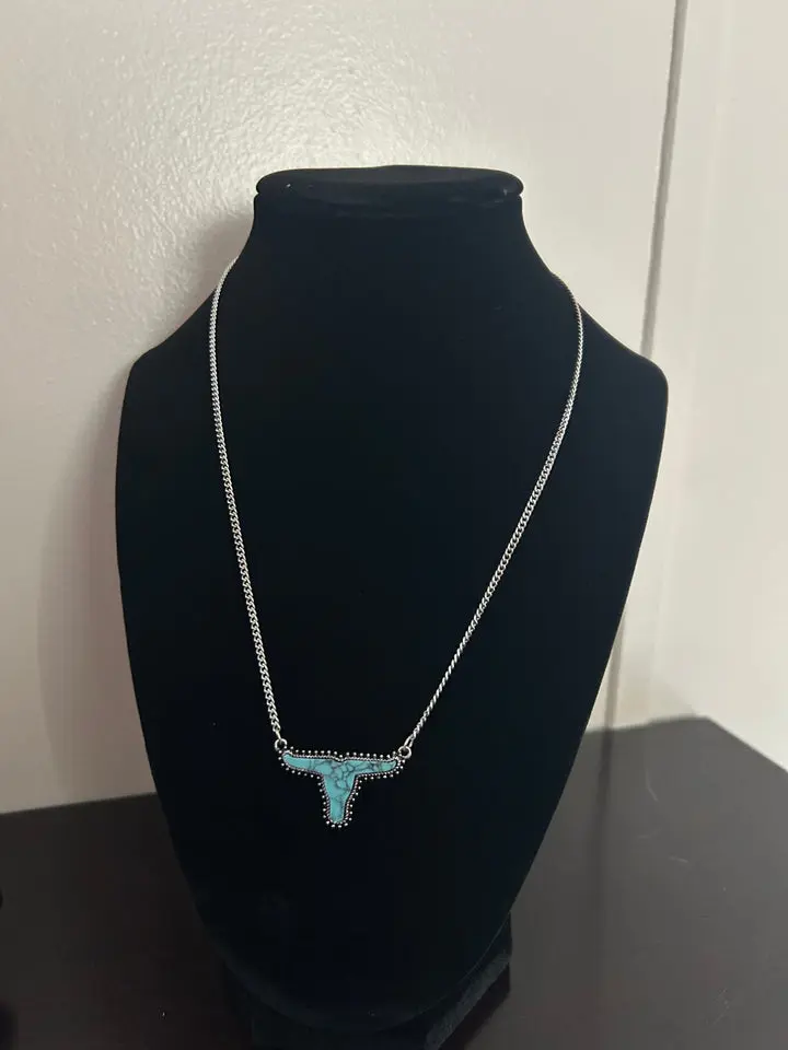 Turquoise Steer Head Necklace