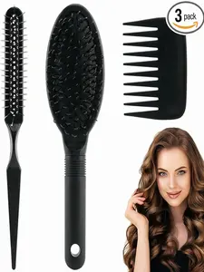 3 Pcs Wig Brush Comb Set, Premium Loop Wig Brush, Wide Tooth Professional Extension Brushes, Ergonomic Travel Size