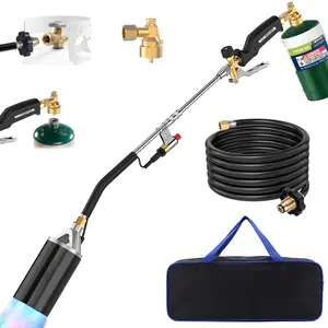 Propane Torch Weed Burner Kit with Storage Bag and 10FT Hose Heavy Duty Blow Torch Flamethrower with Self Igniter and Turbo Trigger for Weeding,Roofing,Ice Melting,Road Marking(Fuel Not Included)