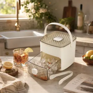 48 Cube Ice Maker with Easy Press Lid - Double-deck portable design includes silicone trays, durable plastic construction for DIY frozen food and beverages, ideal for summer beverages, Countertop Ice Maker, Beverage Cooling, Modern Kitchen Gadgets