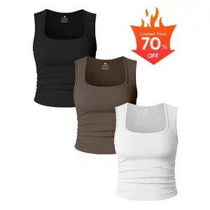 TCVC Woman 's soild color ruched design crop sports tank top ,sporty sleeveless top for yoga gym workout running ,ladies sportswear for all seasons ,gym tops,athletic style activewear.