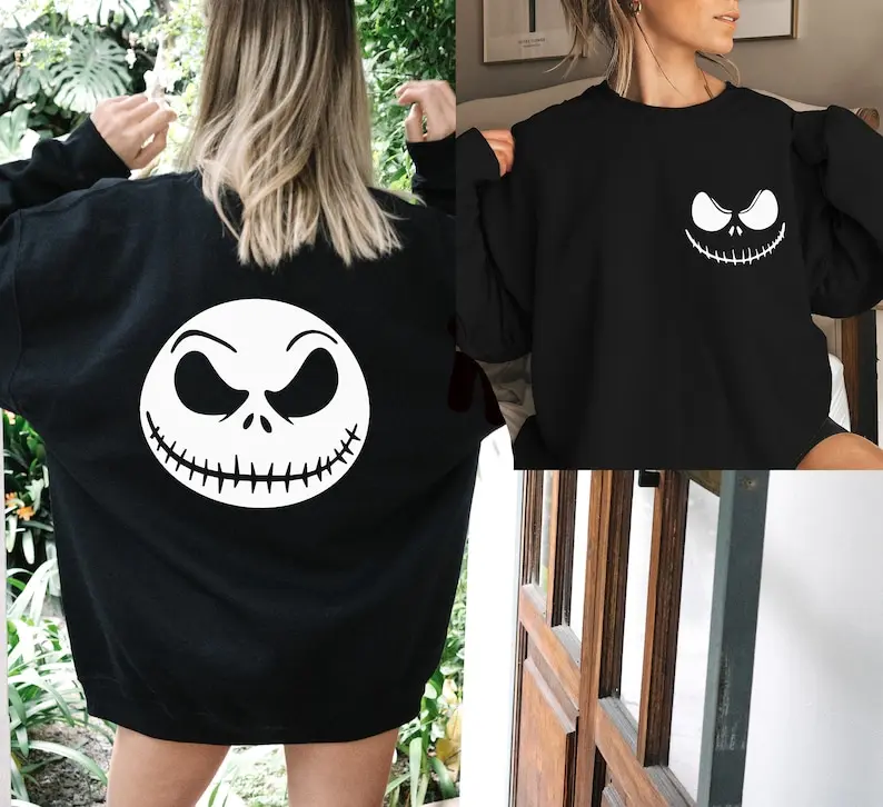 Funny Christmas Sweatshirt, Jack Skellington Sweatshirt, Funny Sweatshirt, Halloween Sweatshirt, Nightmare before Christmas Sweatshirt, Backside Sweatshirt, jack skellington Sweatshirt, face sweatshirt, gift for women, gift for her