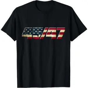 Trump 2024 45/47 American Flag T-Shirt - Men's Classic Fit Short Sleeve T-Shirt GK606 graphic  tees