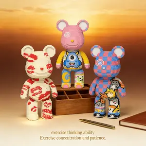 Multicolor Heart Bear 3D Puzzle Building Blocks Decor, Bookshelf Home Office Cabinet Decoration, Party Living Room TV Stand Display