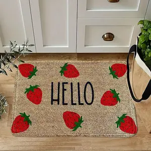 Strawberry Pattern Faux Cashmere Entryway Area Rug, High-Quality Soft Touch for Home Decor and Warmth, Perfect for Living Room and Bedroom