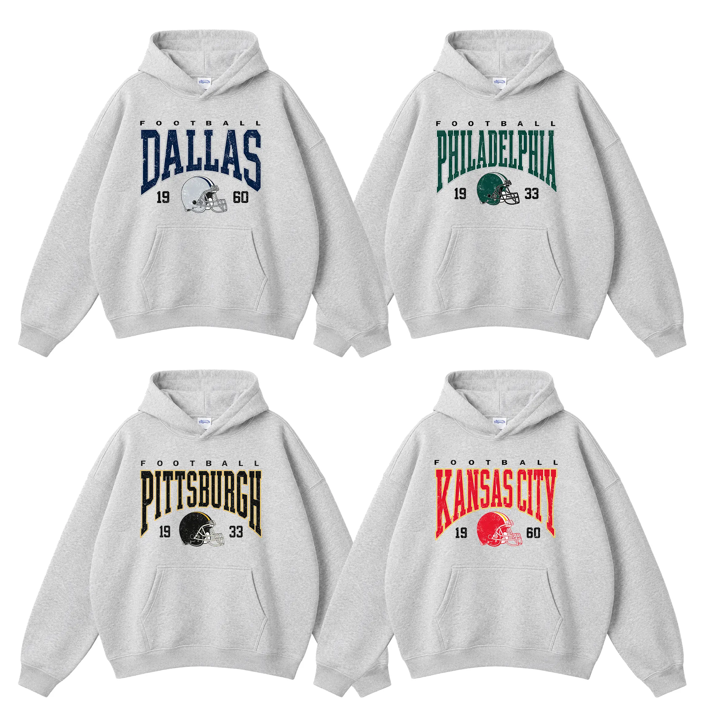 Vintage 90s All Teams Football Ash Grey Hoodie, Retro 90s Game Day Crewneck for Men & Women, Soft Cotton Hometown Football Shirt, Sport Graphic Menswear Apparel Fit
