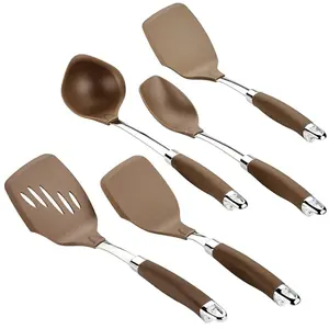 SureGrip Gadgets Nonstick Utensils 5 Piece Kitchen Cooking Tools Set, Bronze Nylon Aesthetic