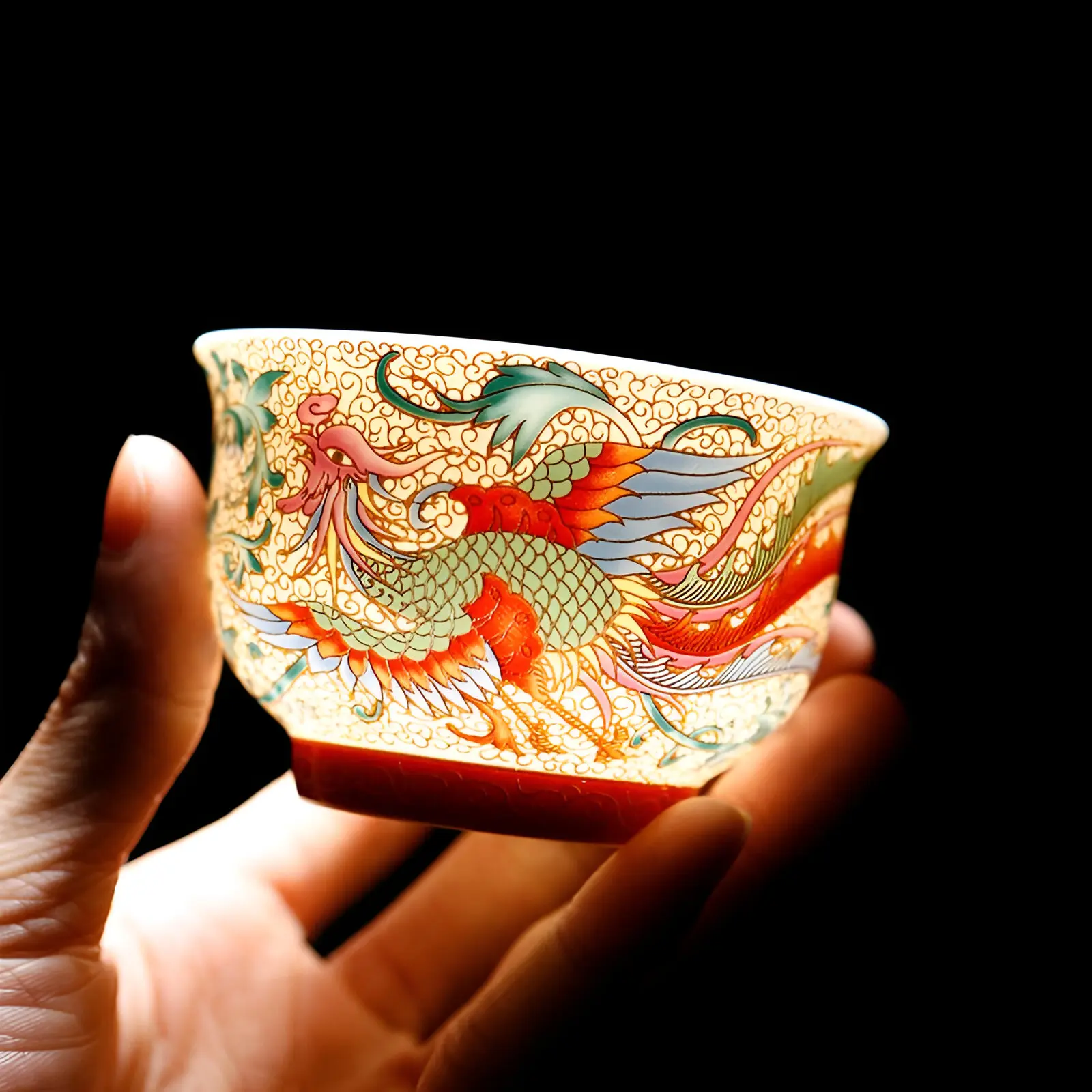 Enamel Phoenix Ceramic Tea Cup Enamel Phoenix Ceramic Tea Cup