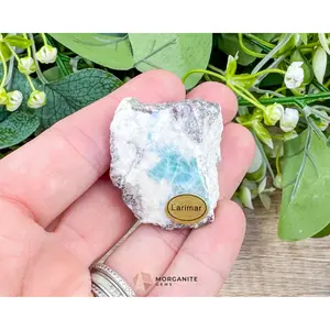Raw Larimar with One Polished Side No. 4 | Rare Caribbean Stone of Atlantis Crystal for Emotional Healing & Communication