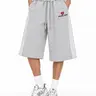Aelfric Eden Double Waist Plaid Patchwork Longline Shorts High Waist Double Waistband Design Side Stripe Detail  Soft  Fabric Retro Sporty Streetwear Unisex Bottoms