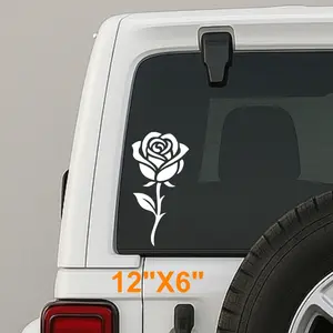 single rose vinyl decal  elegant floral sticker for cars, trucks, window mirror, any smooth surface romantic flower outline, aesthetic decor car stickers