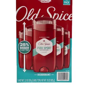 Old Spice Pure Sport High Endurance Deodorant for Men 3.0 oz 5 Pack Aluminum Free 24/7 Odor Protection with Atomic Robots