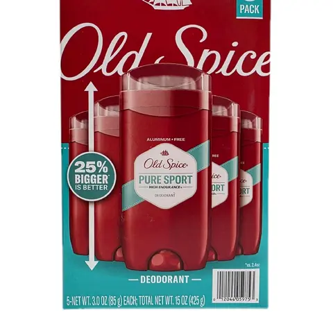 Old Spice Pure Sport High Endurance Non-Aerosol Stick Deodorant for Men, Aluminum-Free Long Lasting Anti-Odour Body Deodorizer, 3.0 oz 5-Pack, 24/7 Odor Protection, All Skin Types Personal Care Item