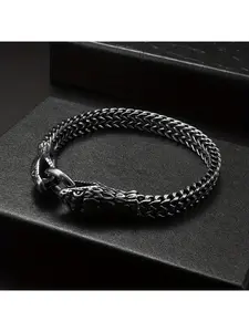 Gothic Double Snake Head Stainless Steel Bracelet for Men Women Retro Punk Party Casual Unique Unisex Accessories