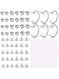 Fake Lip Piercing Fake Lip Labret Studs Eyebrow Rings Nose Bridge Rings Replacement Balls Spike with Sticker, Fake Lip Rings Snake Bites Clip on Ear Cuff Cartilage Earring, Non Piercing Jewelry Fashion Accessories for Women Men Daliy Wear Party Holloween