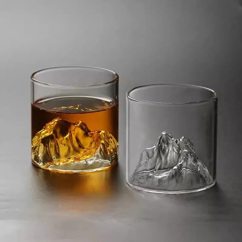 Japanese Whisky Glass Cup Creative Iceberg Design Glass Cup Mountain Water Glass Glacier Mug Fuji Artwork Gift
